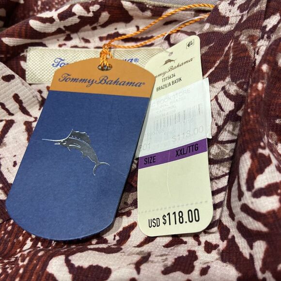 Tommy Bahama short sleeve shirt Mens XXL Tropical leaf Button Up 100% Silk USC - Picture 5 of 6